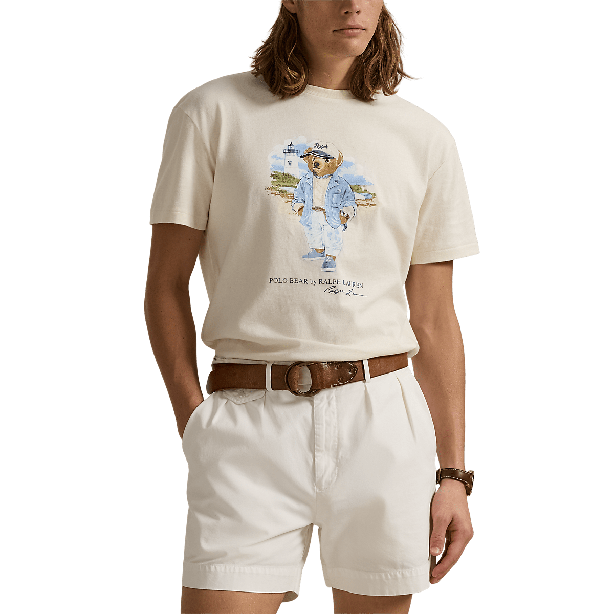 POLO RALPH LAUREN - T-shirt Polo Bear Custom Slim Fit jersey Beige