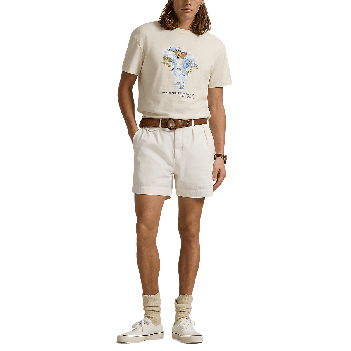 POLO RALPH LAUREN - T-shirt Polo Bear Custom Slim Fit jersey Beige
