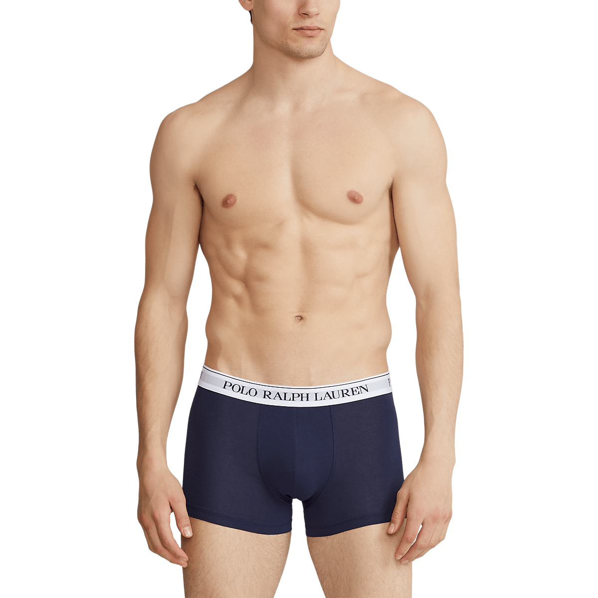 RALPH LAUREN 3 slips-boxers classiques coton stretch Bleu et Blanc
