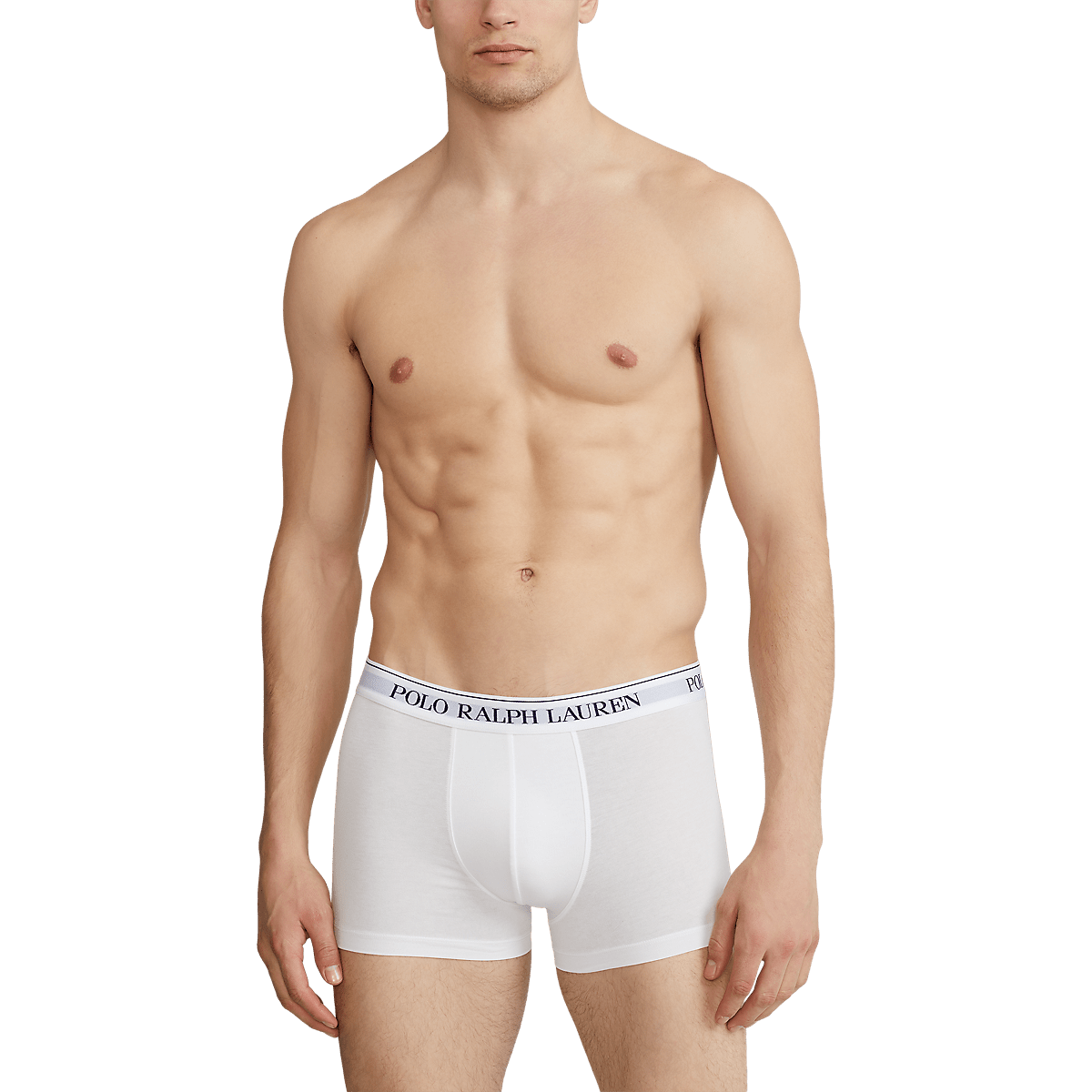 RALPH LAUREN 3 slips-boxers classiques coton stretch Bleu et Blanc