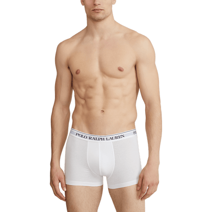 RALPH LAUREN 3 slips-boxers classiques coton stretch Bleu et Blanc