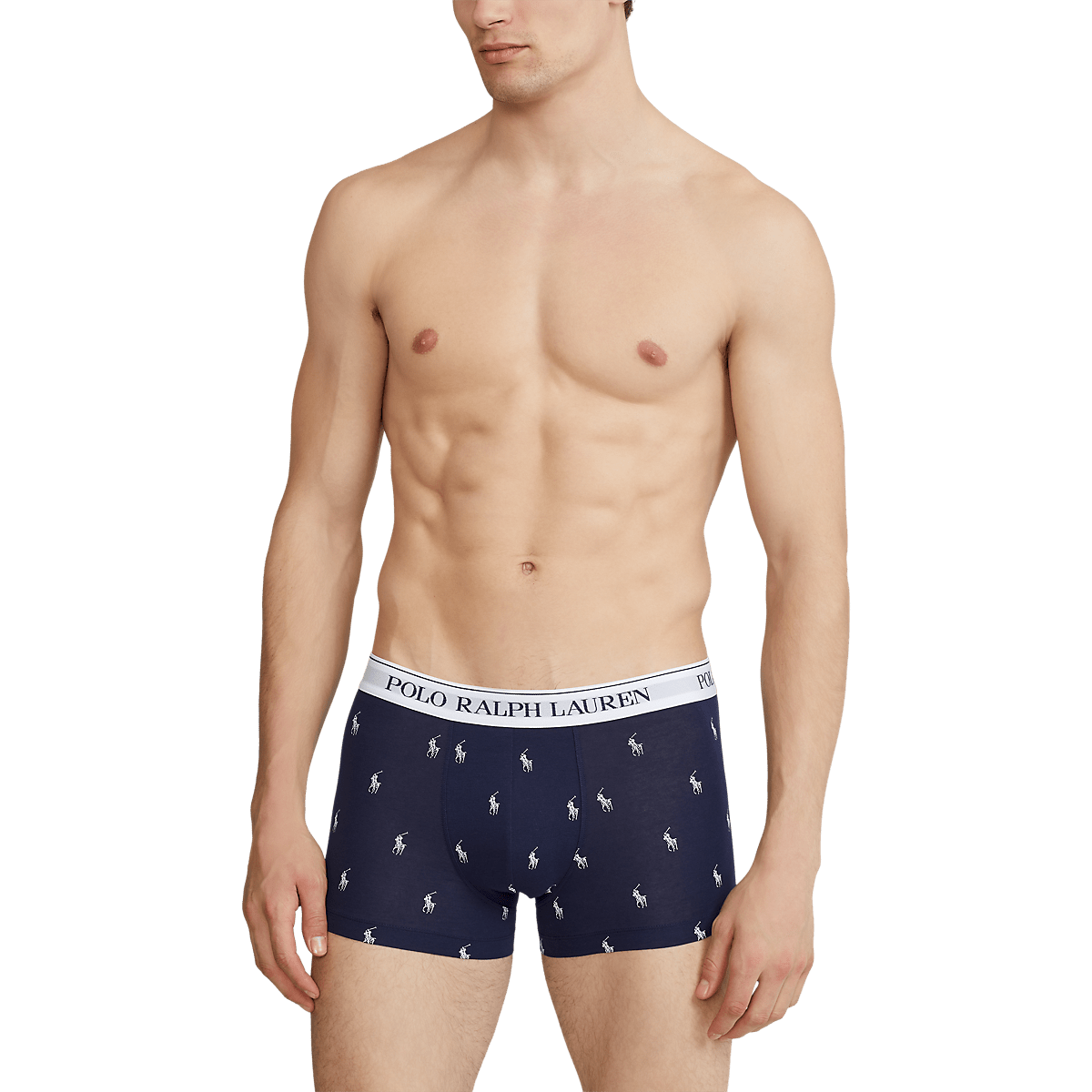 RALPH LAUREN 3 slips-boxers classiques coton stretch Bleu et Blanc