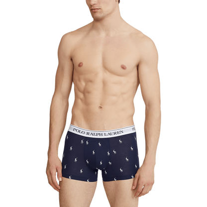 RALPH LAUREN 3 slips-boxers classiques coton stretch Bleu et Blanc
