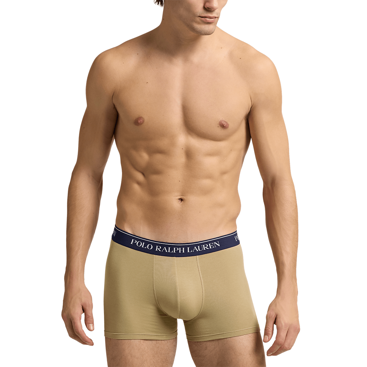 RALPH LAUREN - 3 slips-boxers classiques coton stretch Maron, Noir et Bleu