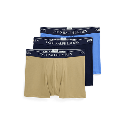 RALPH LAUREN - 3 slips - boxers classiques coton stretch Maron, Noir et Bleu - Lothaire