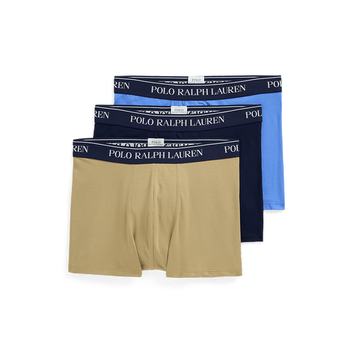 RALPH LAUREN - 3 slips - boxers classiques coton stretch Maron, Noir et Bleu - Lothaire