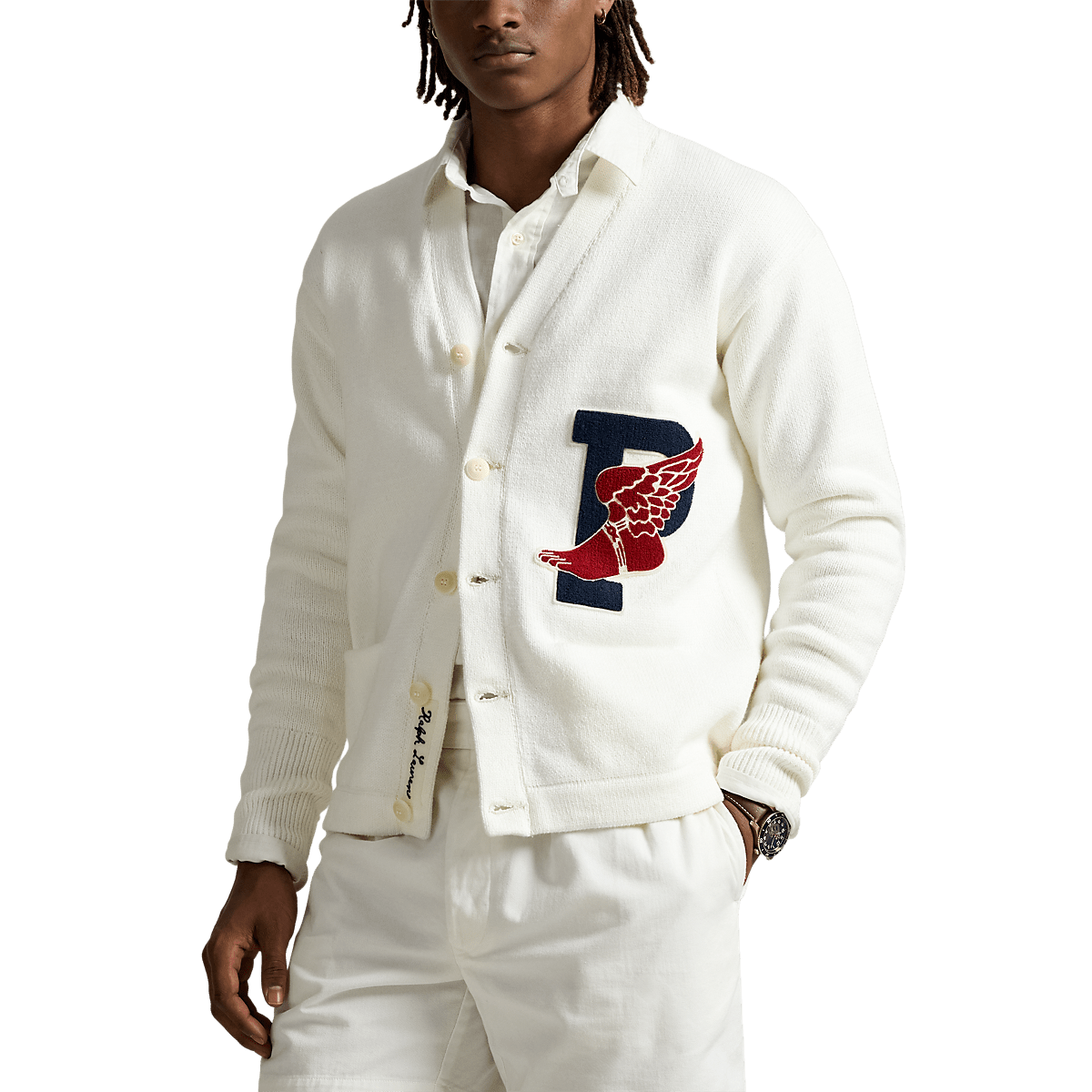 RALPH LAUREN - Cardigan P-Wing en coton Blanc