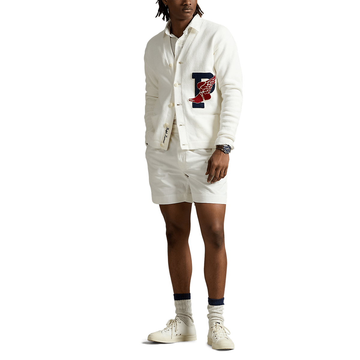 RALPH LAUREN - Cardigan P-Wing en coton Blanc