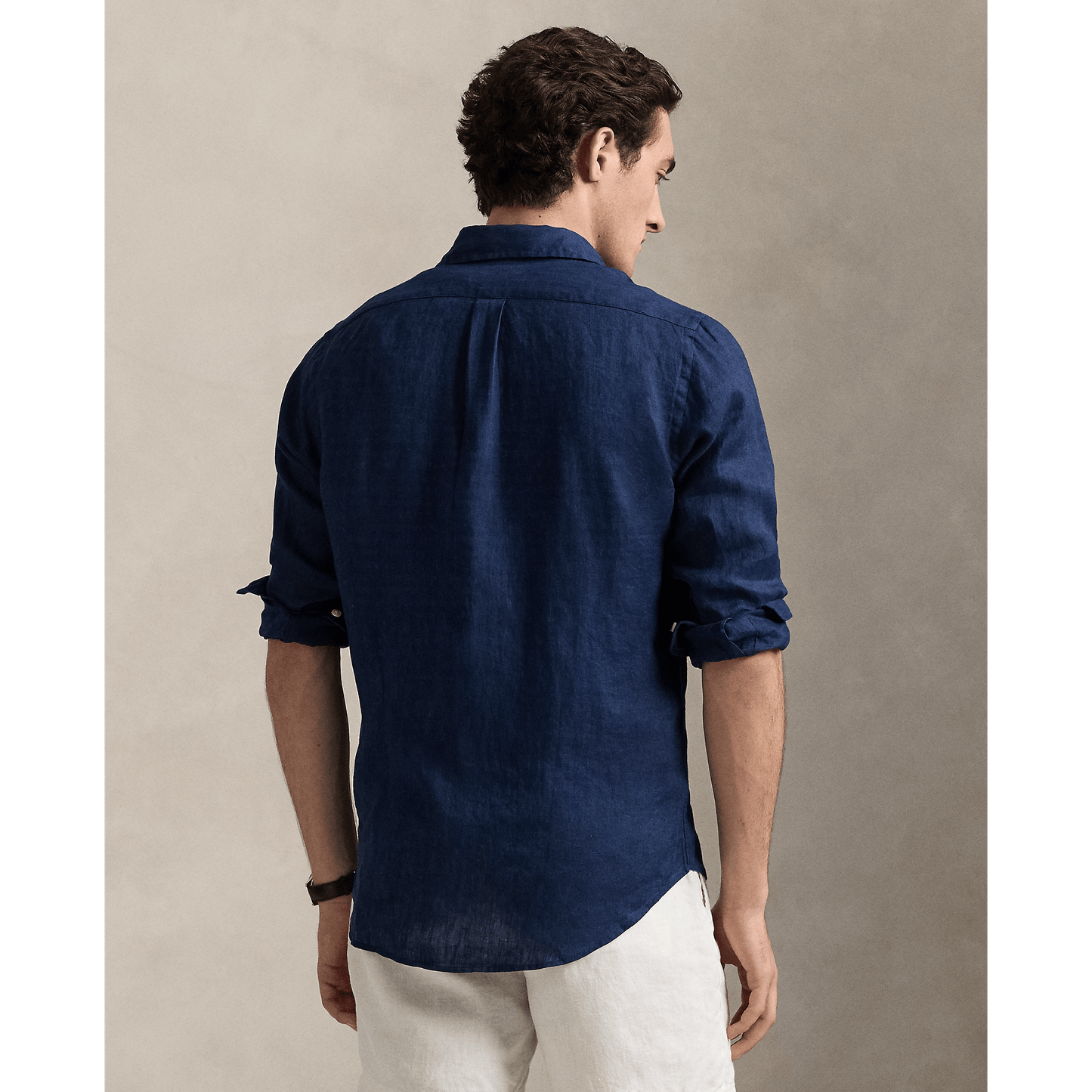 RALPH LAUREN - Chemise en lin Custom Fit Bleu marine