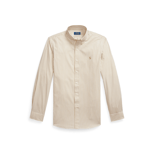 RALPH LAUREN - Chemise rayée ajustée popeline stretch Beige - Lothaire