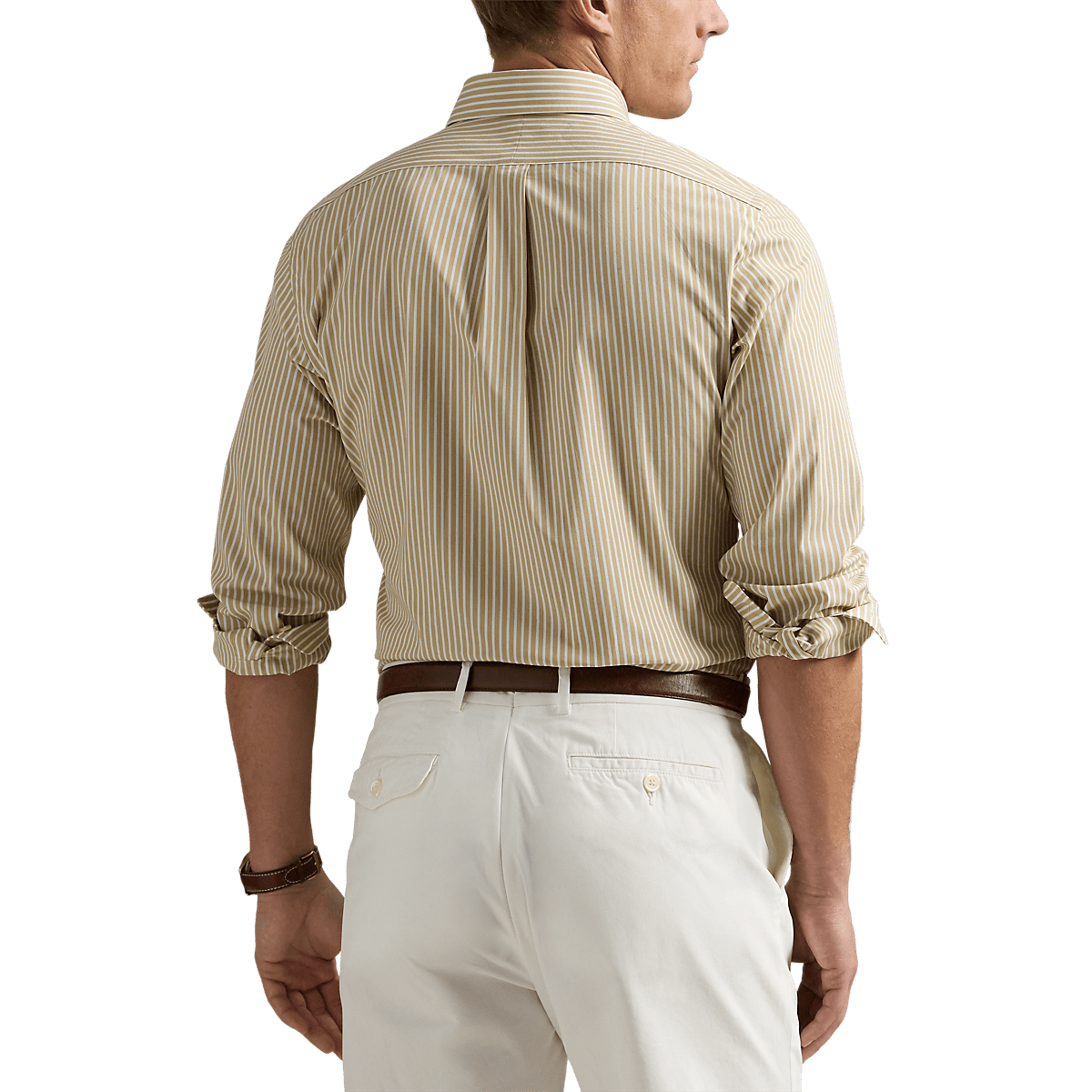 RALPH LAUREN - Chemise rayée ajustée popeline stretch Beige