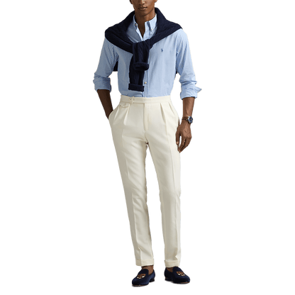 RALPH LAUREN - Chemise rayée ajustée popeline stretch Bleu