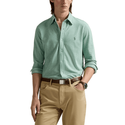 RALPH LAUREN - Chemise ultra-légère en coton piqué Vert d'eau