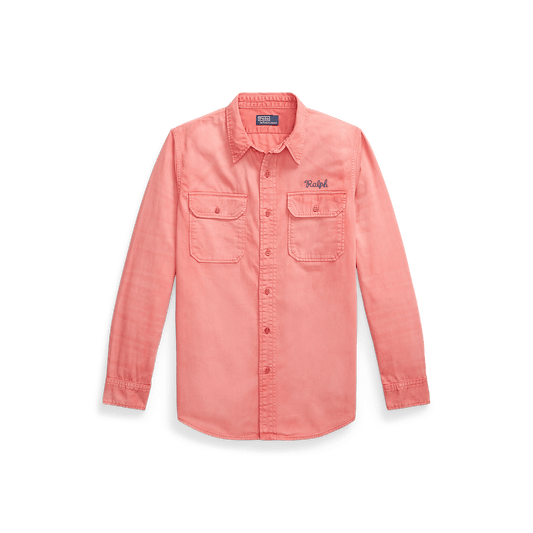 RALPH LAUREN - Chemise workwear brodée classique chino Rouge - Lothaire