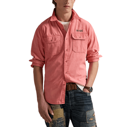 RALPH LAUREN - Chemise workwear brodée classique chino Rouge
