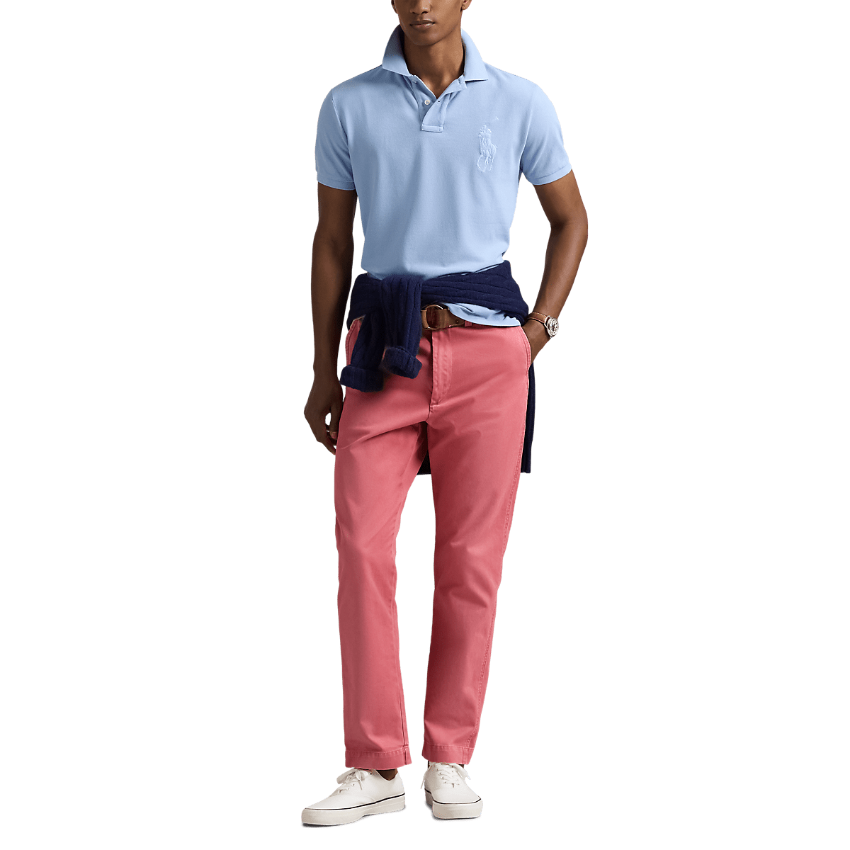 RALPH LAUREN - Polo Big Pony en piqué coupe ajustée Bleu ciel