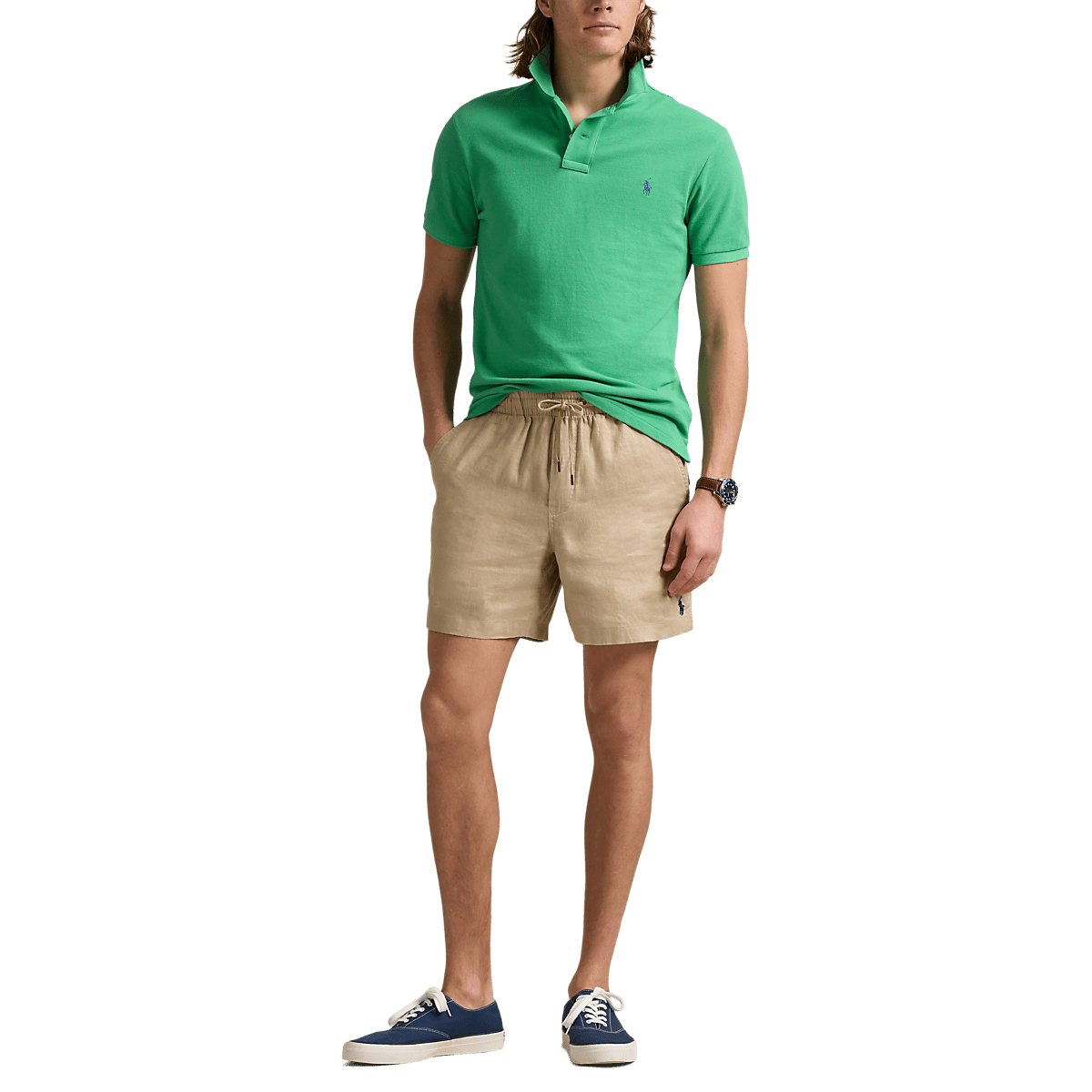 RALPH LAUREN - Polo coupe ajustée en piqué Vert