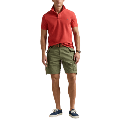 RALPH LAUREN - Polo en piqué coupe ajustée Rouge