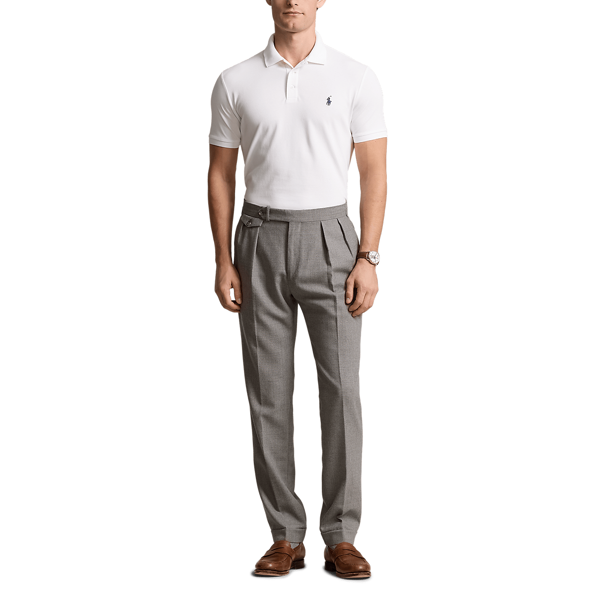 RALPH LAUREN - Polo en piqué stretch Custom Slim Fit Blanc