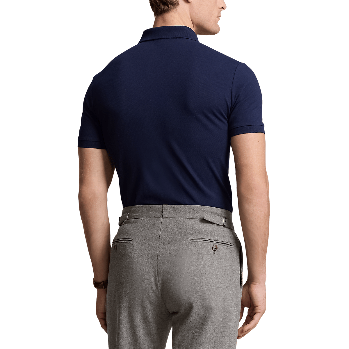 RALPH LAUREN - Polo en piqué stretch Custom Slim Fit Bleu marine