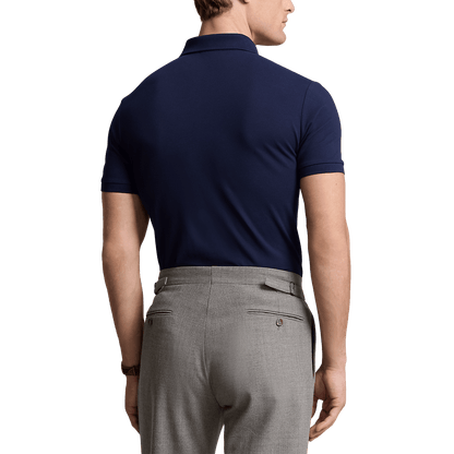 RALPH LAUREN - Polo en piqué stretch Custom Slim Fit Bleu marine