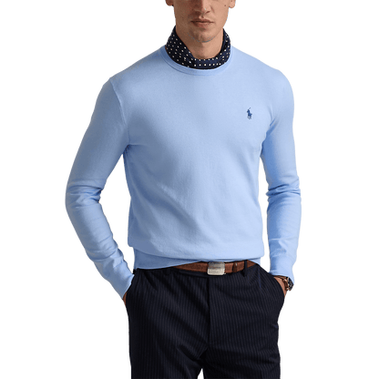 RALPH LAUREN - Pull Slim Fit en coton texturé Bleu ciel