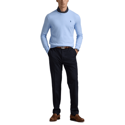 RALPH LAUREN - Pull Slim Fit en coton texturé Bleu ciel