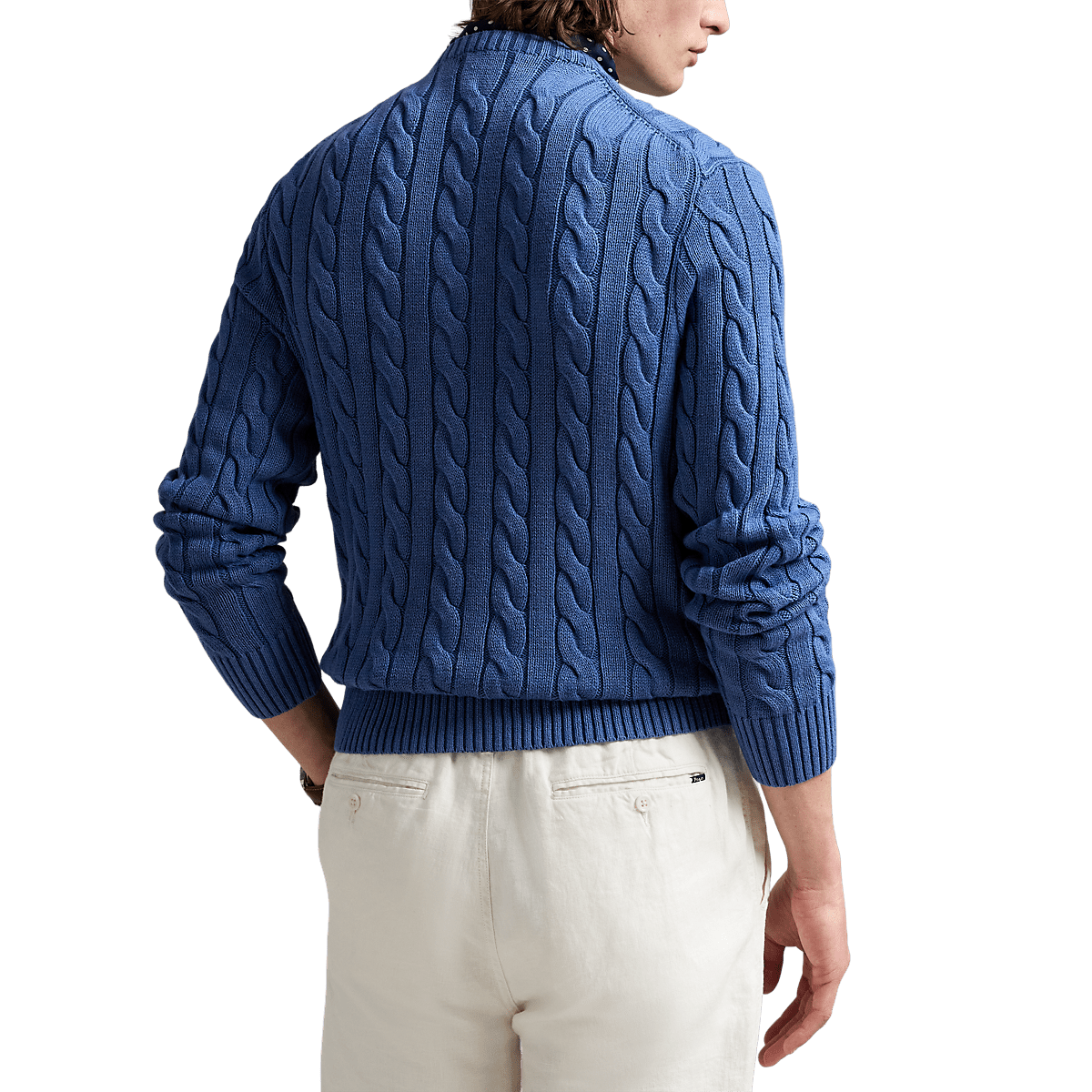 RALPH LAUREN - Pull torsadé en coton teint en pièce Bleu