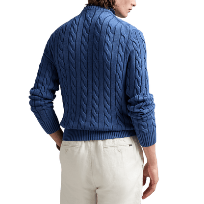 RALPH LAUREN - Pull torsadé en coton teint en pièce Bleu