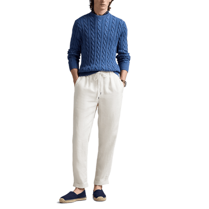 RALPH LAUREN - Pull torsadé en coton teint en pièce Bleu