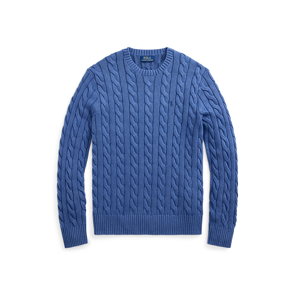RALPH LAUREN - Pull torsadé en coton teint en pièce Bleu