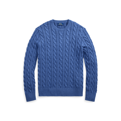 RALPH LAUREN - Pull torsadé en coton teint en pièce Bleu