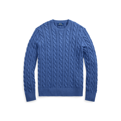 RALPH LAUREN - Pull torsadé en coton teint en pièce Bleu