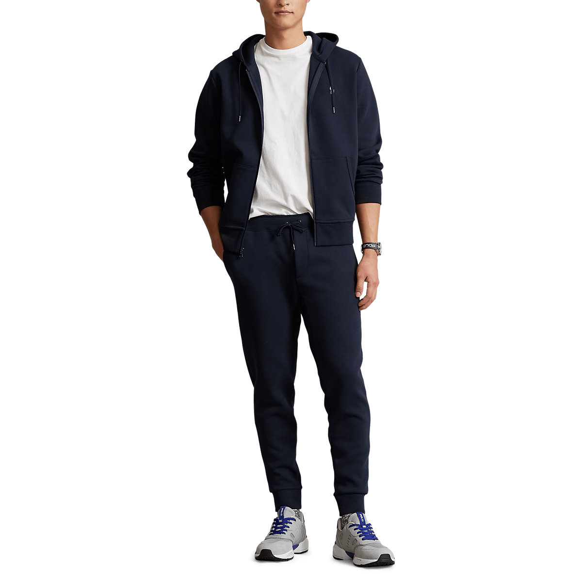 RALPH LAUREN - Sweat à capuche en maille double Bleu marine