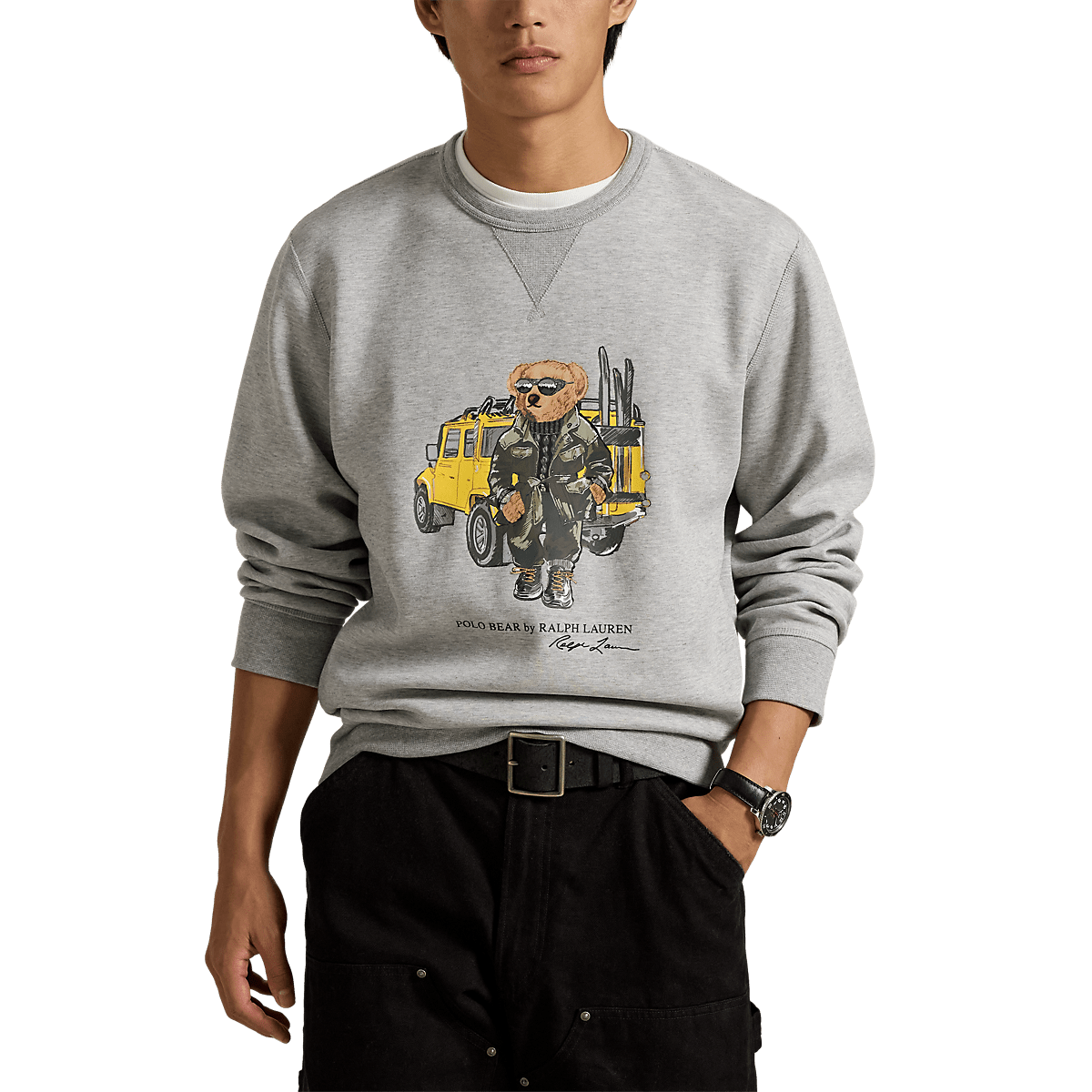 RALPH LAUREN - Sweat Polo Bear en maille double Gris
