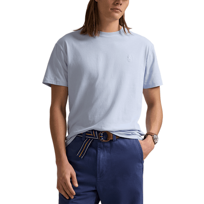 RALPH LAUREN - T-shirt à col rond Custom Slim Fit Bleu ciel